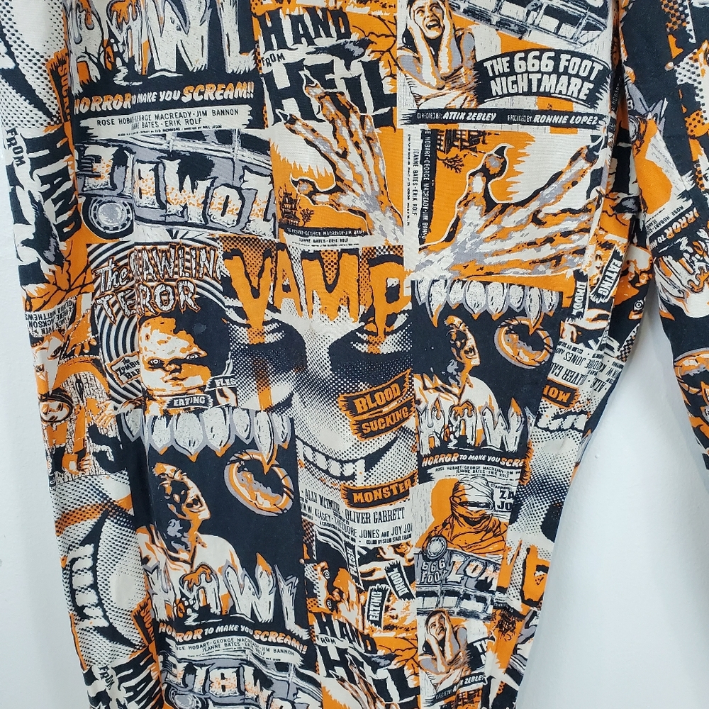 Vintage Zombie Horror Movie Night Pajamas PJ Bottoms Pants Medium Unisex Cotton - Picture 4 of 9